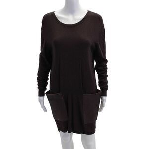 Hotel Particulier Womens Wool Long Sleeve Pockets Sweater Dress Red Size S